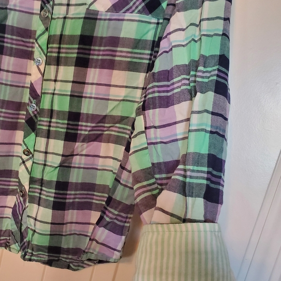 Purple & Mint Green Plaid Shirt - Picture 6 of 6